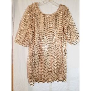 Women's Deargles Gold Sequined Dress Size 10